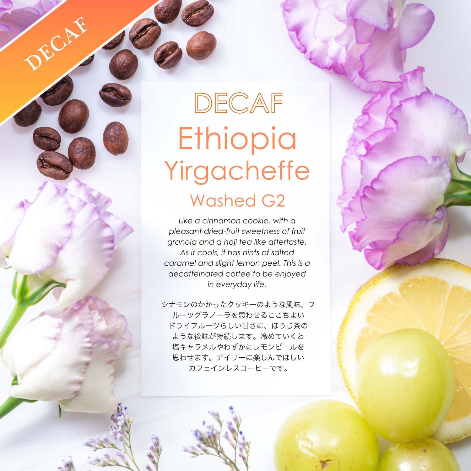 Decaf Yirgacheffe Washed G2【フルーティーノンカフェイン】